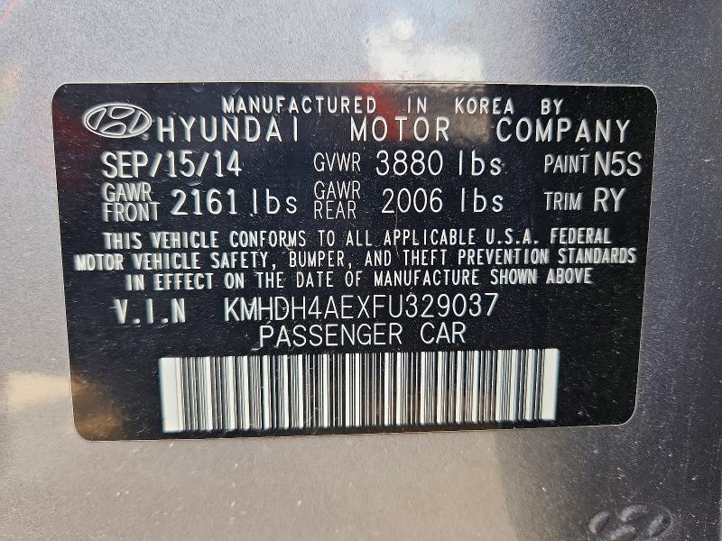 Продажа на аукционе авто 2015 Hyundai Elantra, vin: KMHDH4AEXFU329037, номер лота: 54858386