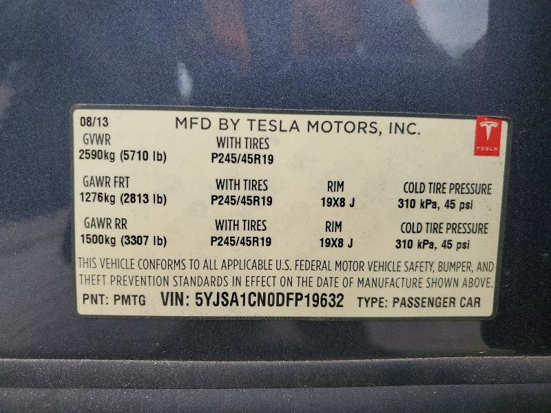 52353196 :رقم المزاد ، 5YJSA1CN0DFP19632 vin ، 2013 Tesla Model S مزاد بيع