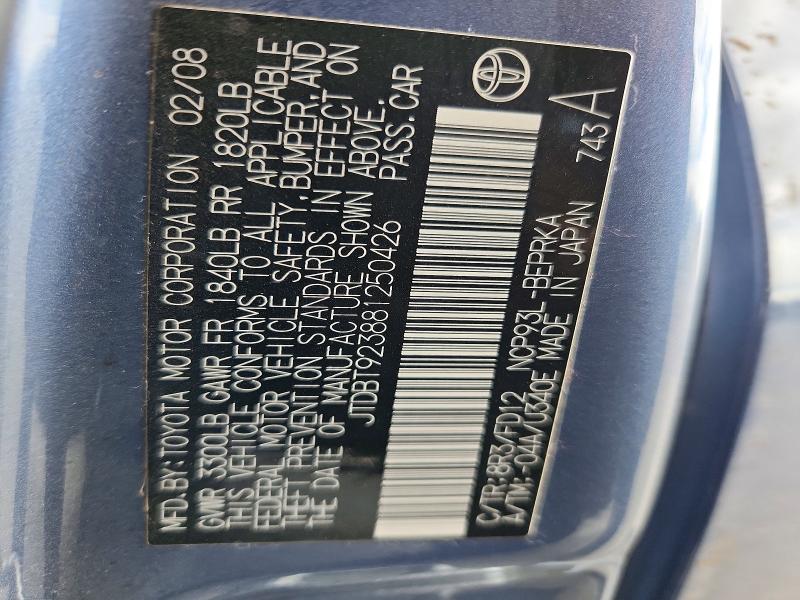 Продажа на аукционе авто 2008 Toyota Yaris, vin: JTDBT923881250426, номер лота: 52493396