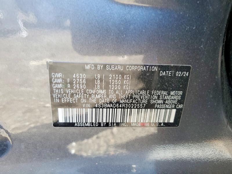 Aukcja sprzedaży 2024 Subaru Legacy, vin: 4S3BWAD64R3022557, numer aukcji: 51097356