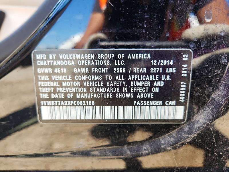 54436716 :رقم المزاد ، 1VWBT7A3XFC052158 vin ، 2015 Volkswagen Passat مزاد بيع