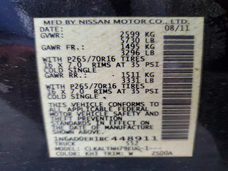 2011 Nissan Frontier მანქანა იყიდება აუქციონზე, vin: 1N6AD0ER1BC448911, აუქციონის ნომერი: 53539426