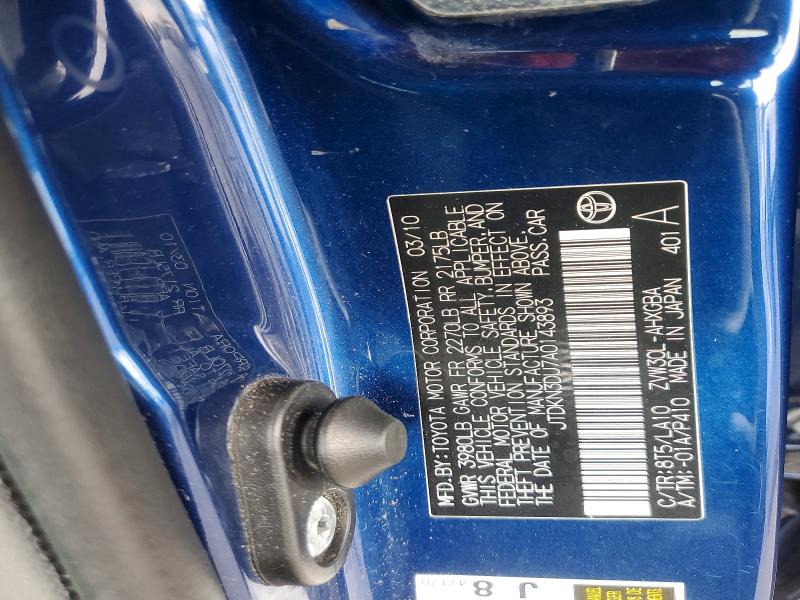 Продажа на аукционе авто 2010 Toyota Prius, vin: JTDKN3DU7A0143893, номер лота: 53142436