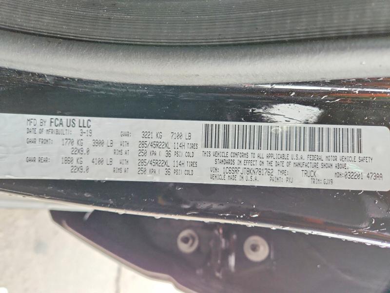 Продаж на аукціоні авто 2019 Ram 1500, vin: 1C6SRFJT8KN781762, номер лоту: 54281736