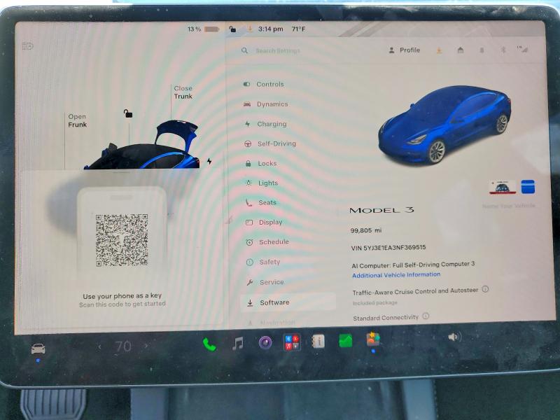 2022 Tesla Model 3 მანქანა იყიდება აუქციონზე, vin: 5YJ3E1EA3NF369515, აუქციონის ნომერი: 55600346