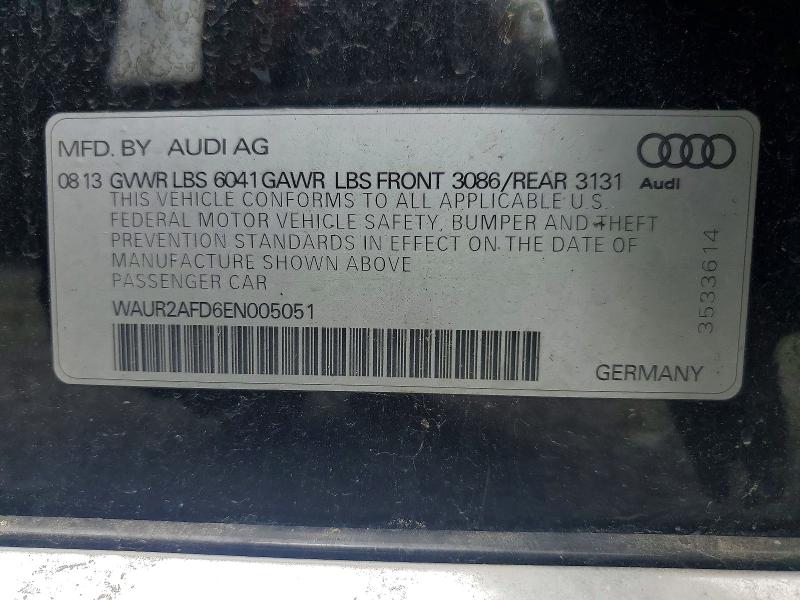 Aukcja sprzedaży 2014 Audi A8, vin: WAUR2AFD6EN005051, numer aukcji: 54653056