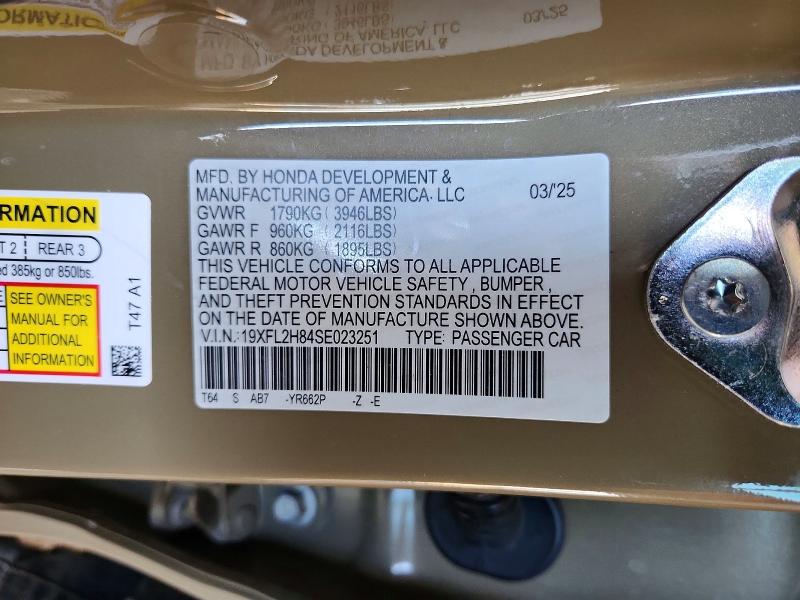 51919676 :رقم المزاد ، 19XFL2H84SE023251 vin ، 2025 Honda Civic مزاد بيع