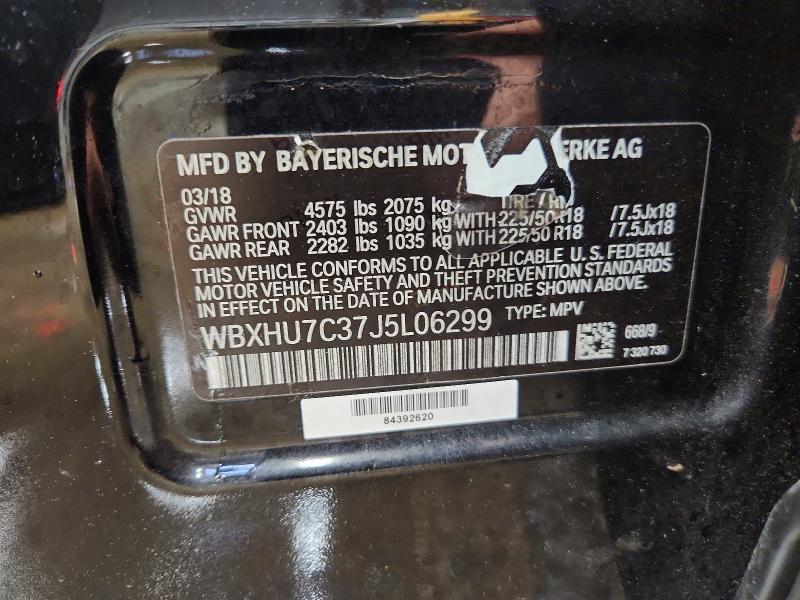 51822056 :رقم المزاد ، WBXHU7C37J5L06299 vin ، 2018 Bmw X1 مزاد بيع