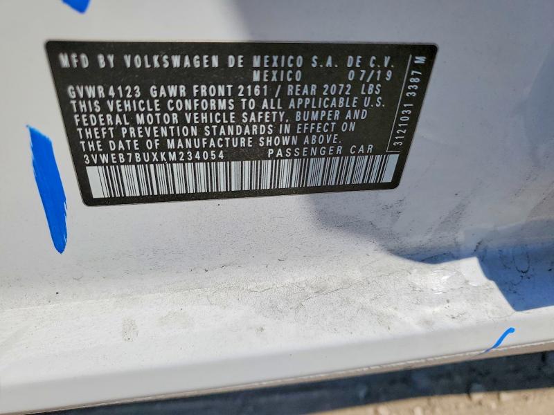 53602946 :رقم المزاد ، 3VWEB7BUXKM234054 vin ، 2019 Volkswagen Jetta مزاد بيع