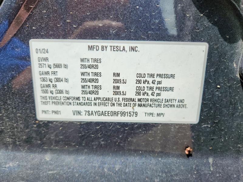 Продажа на аукционе авто 2024 Tesla Model Y, vin: 7SAYGAEE0RF991579, номер лота: 51813156