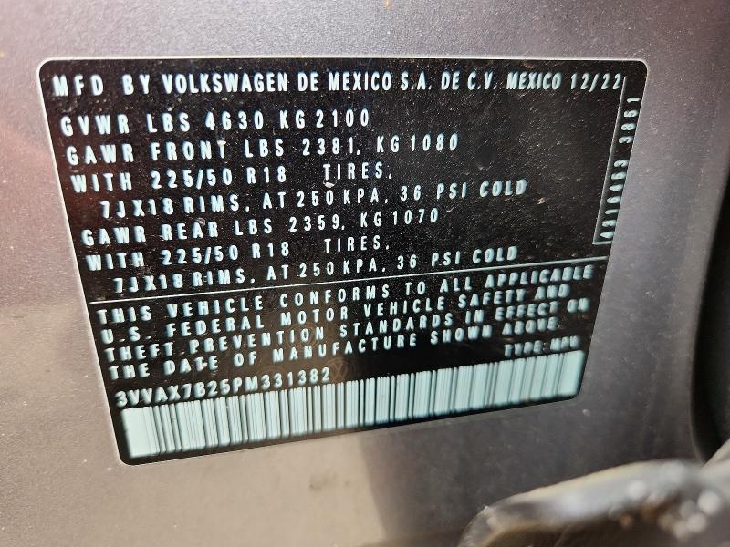 Продажа на аукционе авто 2023 Volkswagen Taos, vin: 3VVAX7B25PM331382, номер лота: 53694826