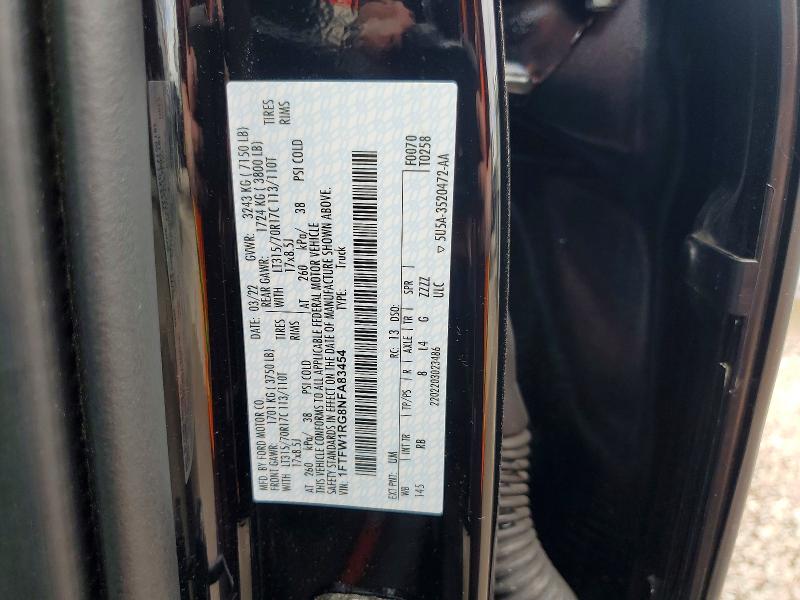 Продаж на аукціоні авто 2022 Ford F150, vin: 1FTFW1RG8NFA83454, номер лоту: 54056826