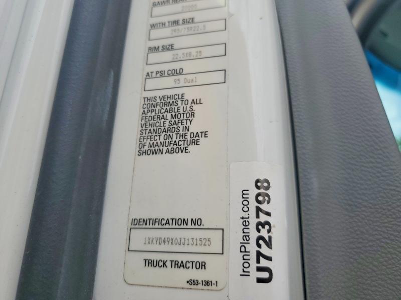 Продажа на аукционе авто 2018 Kenworth Tractor, vin: 1XKYD49X0JJ131525, номер лота: 53981976