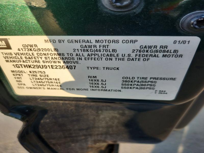 Aukcja sprzedaży 2001 Gmc Sierra, vin: 1GTHK29U91E236407, numer aukcji: 52892666