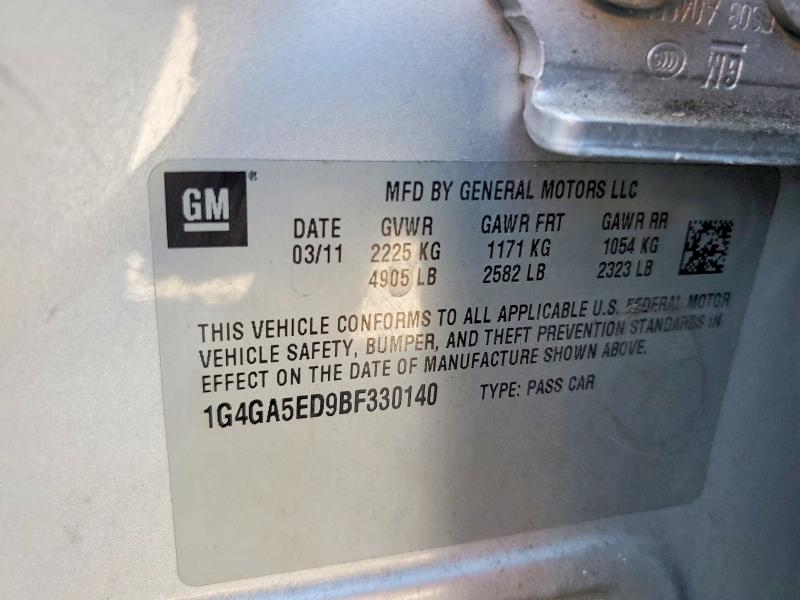 2011 Buick Lacrosse მანქანა იყიდება აუქციონზე, vin: 1G4GA5ED9BF330140, აუქციონის ნომერი: 52494216