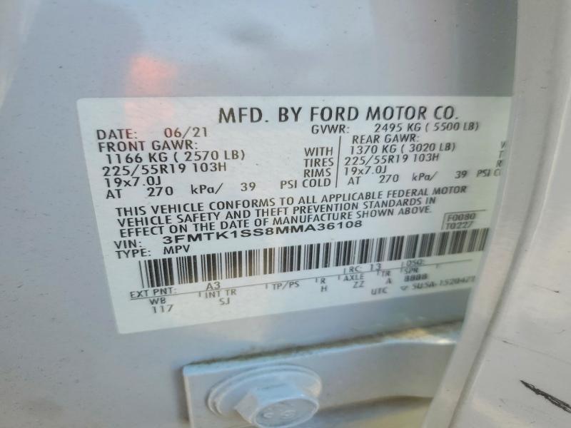 53182436 :رقم المزاد ، 3FMTK1SS8MMA36108 vin ، 2021 Ford Mustang Mach-e مزاد بيع