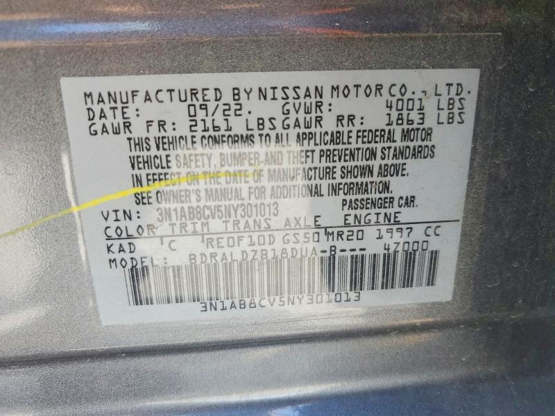 Продаж на аукціоні авто 2022 Nissan Sentra, vin: 3N1AB8CV5NY301013, номер лоту: 54066916