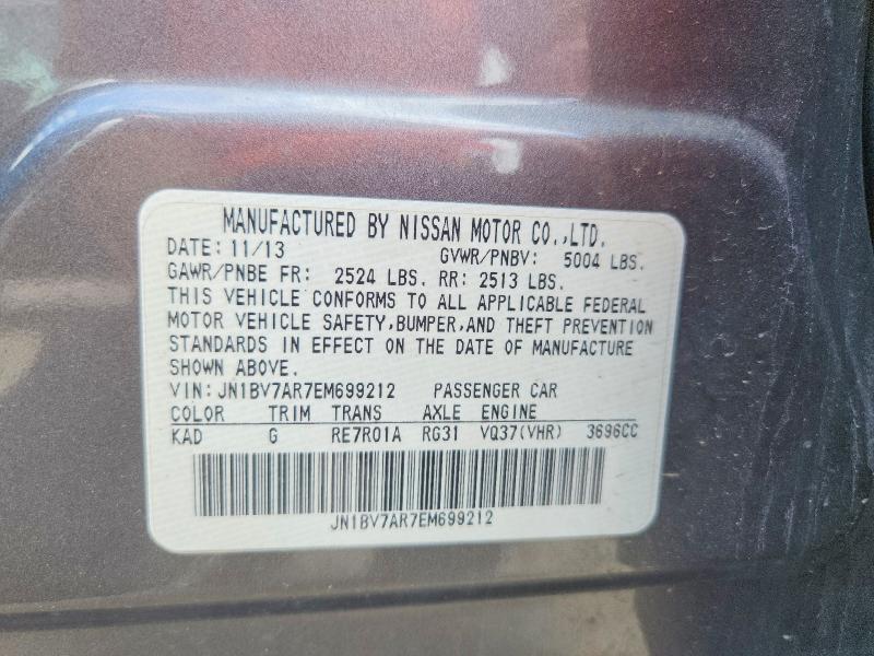 2014 Infiniti Q50 მანქანა იყიდება აუქციონზე, vin: JN1BV7AR7EM699212, აუქციონის ნომერი: 52250846