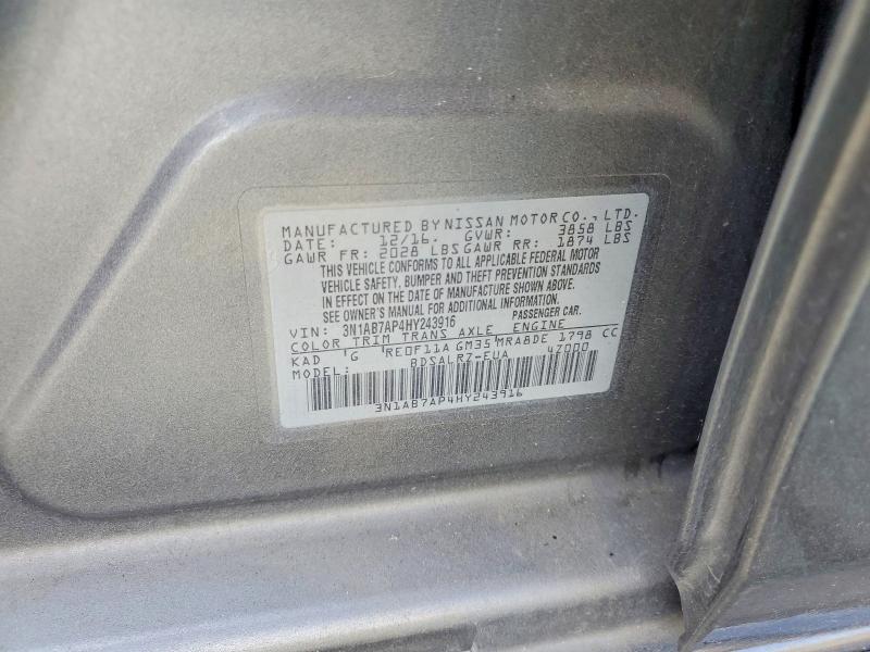 Продажа на аукционе авто 2017 Nissan Sentra, vin: 3N1AB7AP4HY243916, номер лота: 52121376
