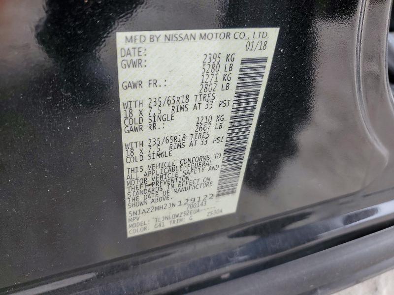 Aukcja sprzedaży 2018 Nissan Murano, vin: 5N1AZ2MH2JN129122, numer aukcji: 52427966