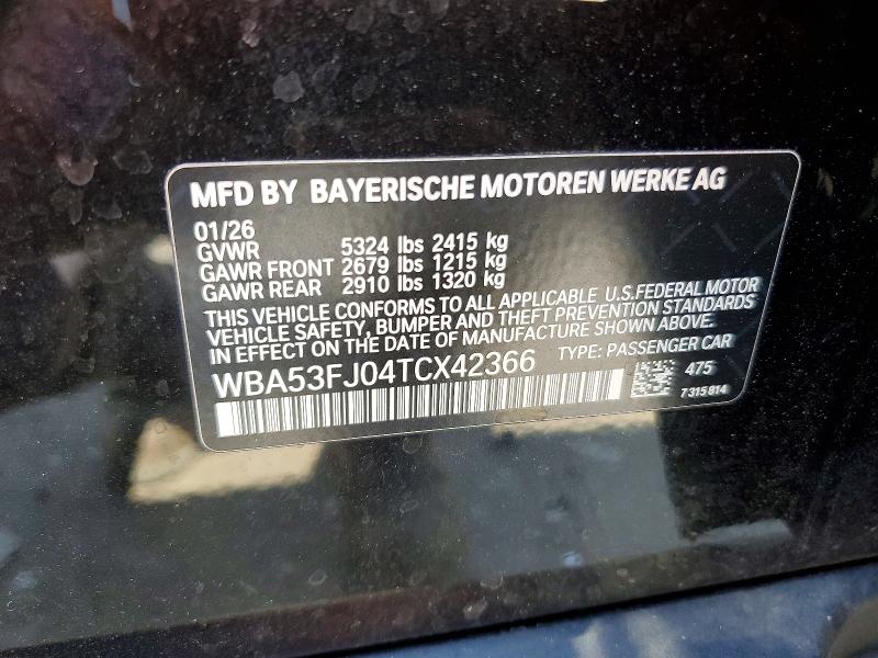 2026 Bmw 530 მანქანა იყიდება აუქციონზე, vin: WBA53FJ04TCX42366, აუქციონის ნომერი: 53556576