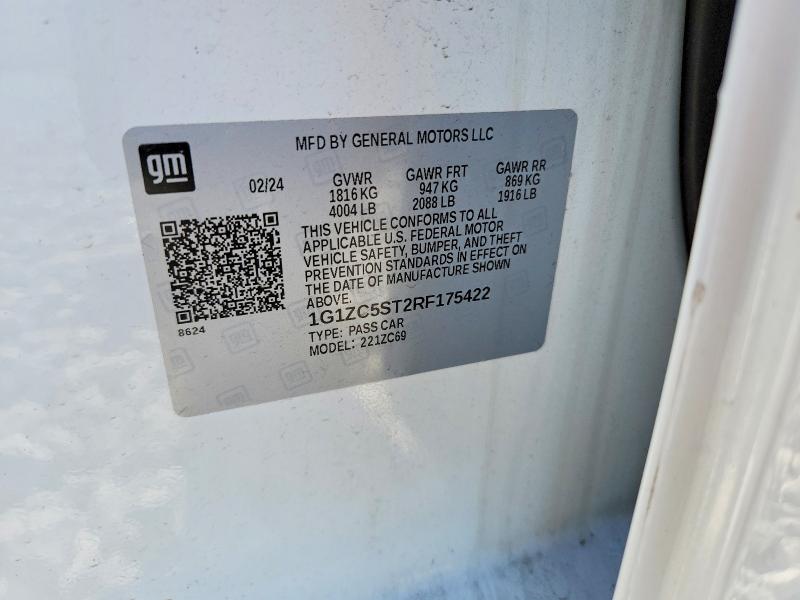 54911886 :رقم المزاد ، 1G1ZC5ST2RF175422 vin ، 2024 Chevrolet Malibu مزاد بيع