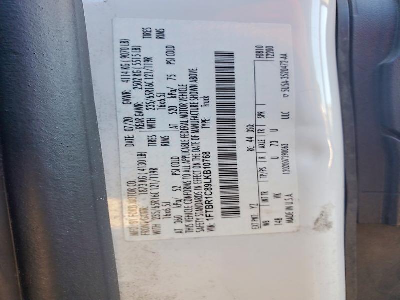 52484776 :رقم المزاد ، 1FTBR1C89LKB10768 vin ، 2020 Ford Transit مزاد بيع