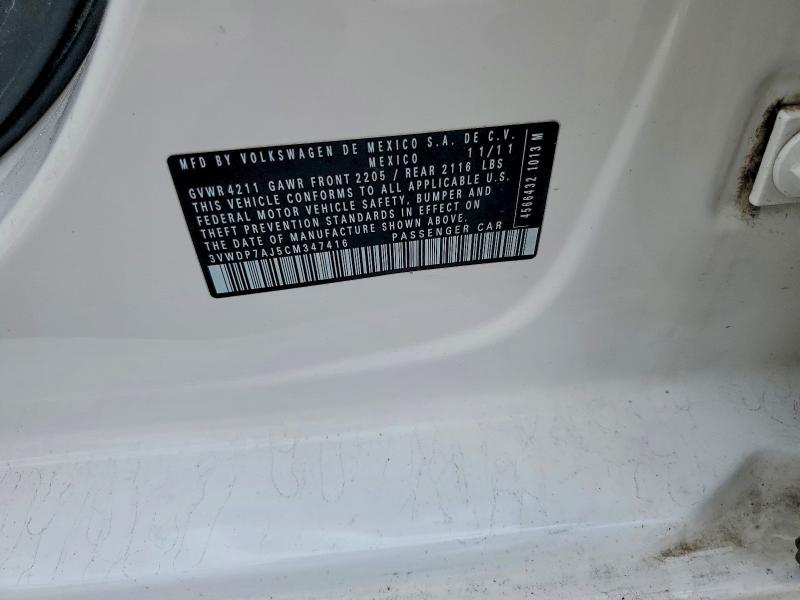 Продажа на аукционе авто 2012 Volkswagen Jetta, vin: 3VWDP7AJ5CM347416, номер лота: 54978816
