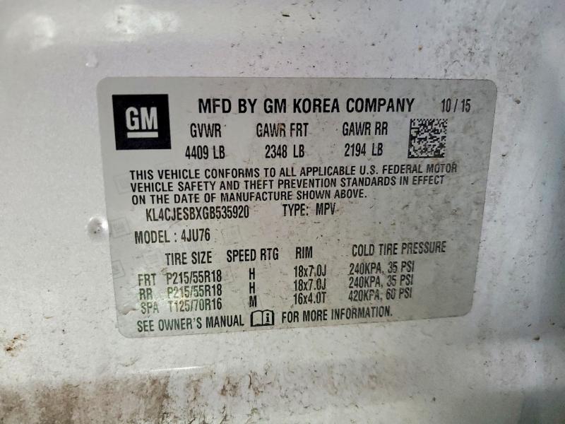 Aukcja sprzedaży 2016 Buick Encore, vin: KL4CJESBXGB535920, numer aukcji: 54396646