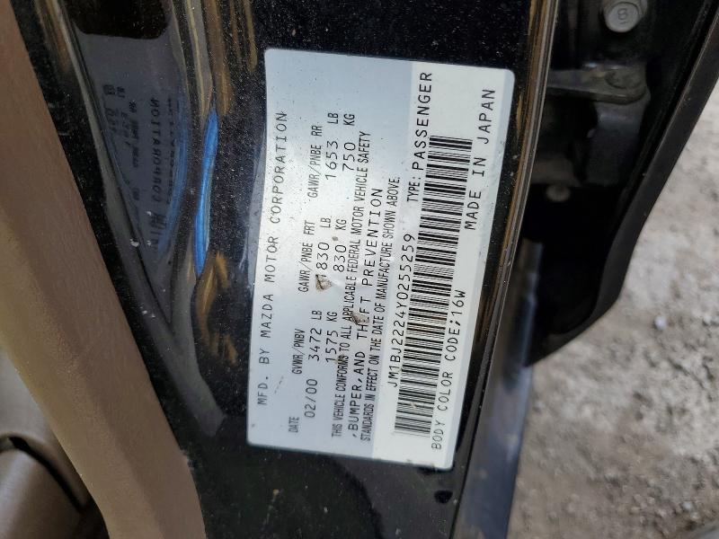 53668846 :رقم المزاد ، JM1BJ2224Y0255259 vin ، 2000 Mazda Protege مزاد بيع