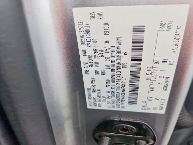 52781526 :رقم المزاد ، 1FTEW1C8XMFC00107 vin ، 2021 Ford F150 مزاد بيع