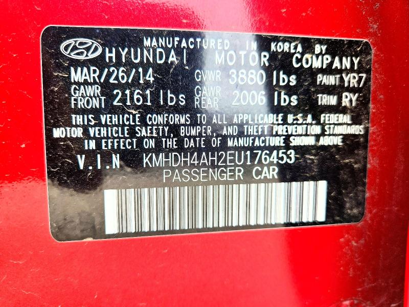Aukcja sprzedaży 2014 Hyundai Elantra, vin: KMHDH4AH2EU176453, numer aukcji: 52509016