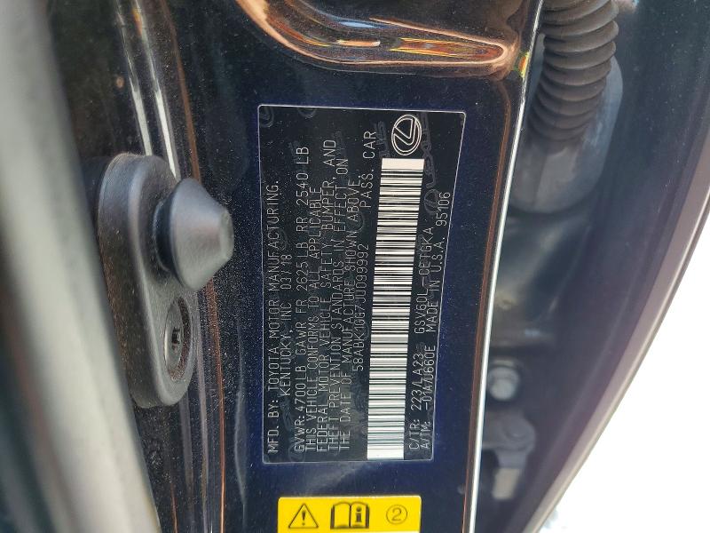 Aukcja sprzedaży 2018 Lexus Es, vin: 58ABK1GG7JU099992, numer aukcji: 53039286
