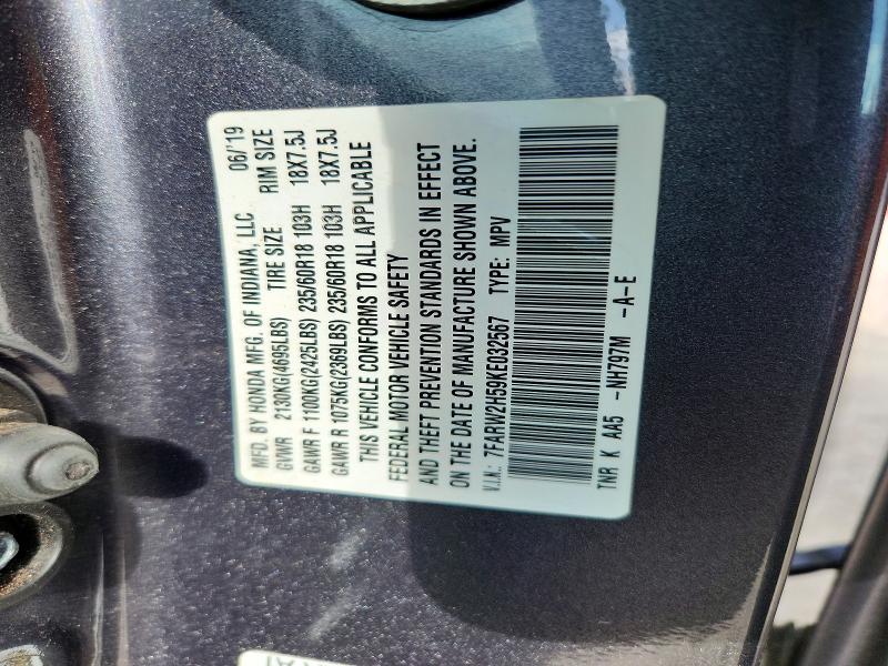 52387026 :رقم المزاد ، 7FARW2H59KE032567 vin ، 2019 Honda Cr-v مزاد بيع