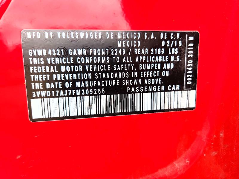 51755196 :رقم المزاد ، 3VWD17AJ7FM309255 vin ، 2015 Volkswagen Jetta مزاد بيع