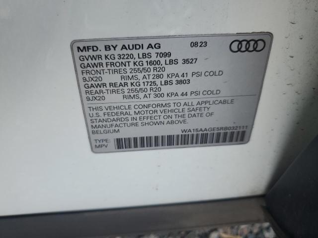 2024 Audi Q8 E-tron მანქანა იყიდება აუქციონზე, vin: WA15AAGE5RB032111, აუქციონის ნომერი: 53883006