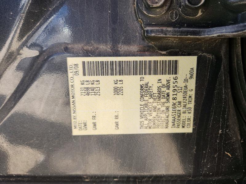 2009 Nissan Maxima მანქანა იყიდება აუქციონზე, vin: 1N4AA51E69C819556, აუქციონის ნომერი: 52952126