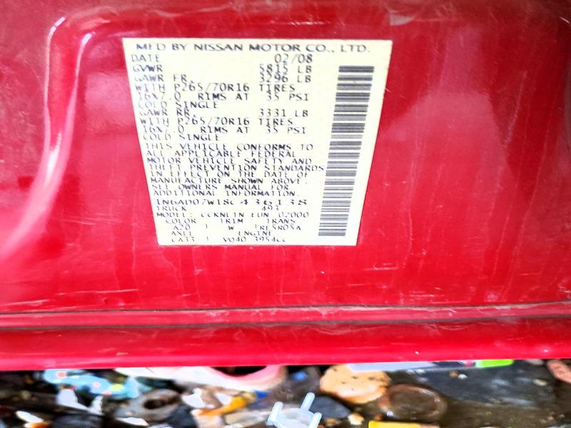 53160186 :رقم المزاد ، 1N6AD07W18C436138 vin ، 2008 Nissan Frontier مزاد بيع