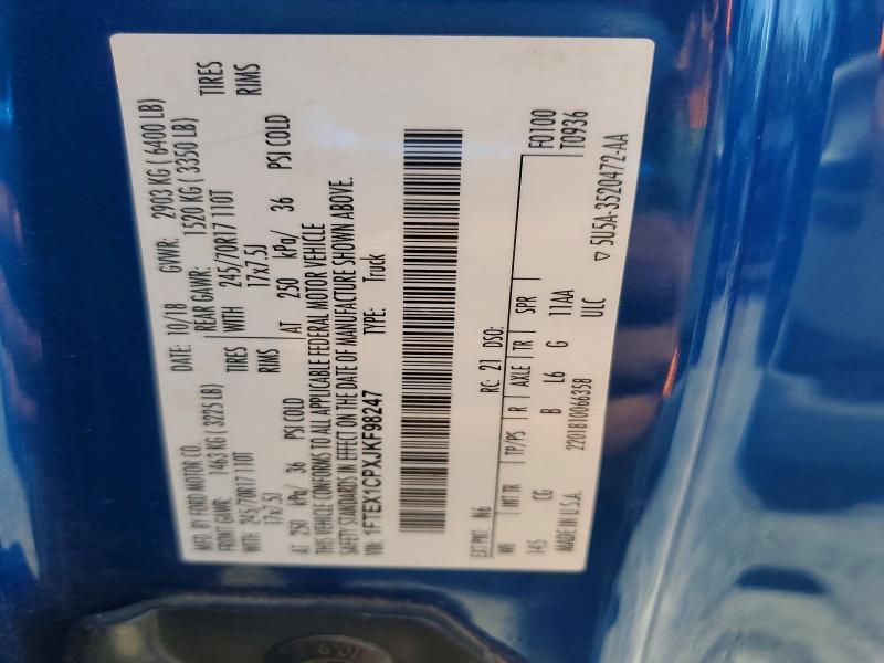 Aukcja sprzedaży 2018 Ford F150, vin: 1FTEX1CPXJKF98247, numer aukcji: 54288056
