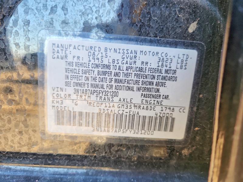 Aukcja sprzedaży 2015 Nissan Sentra, vin: 3N1AB7AP5FY321200, numer aukcji: 53584336