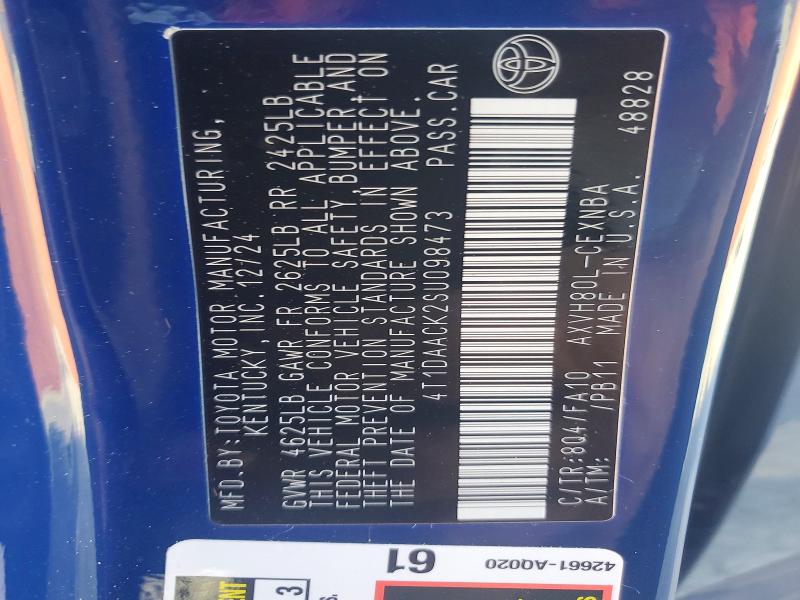 Aukcja sprzedaży 2025 Toyota Camry, vin: 4T1DAACK2SU098473, numer aukcji: 52450886