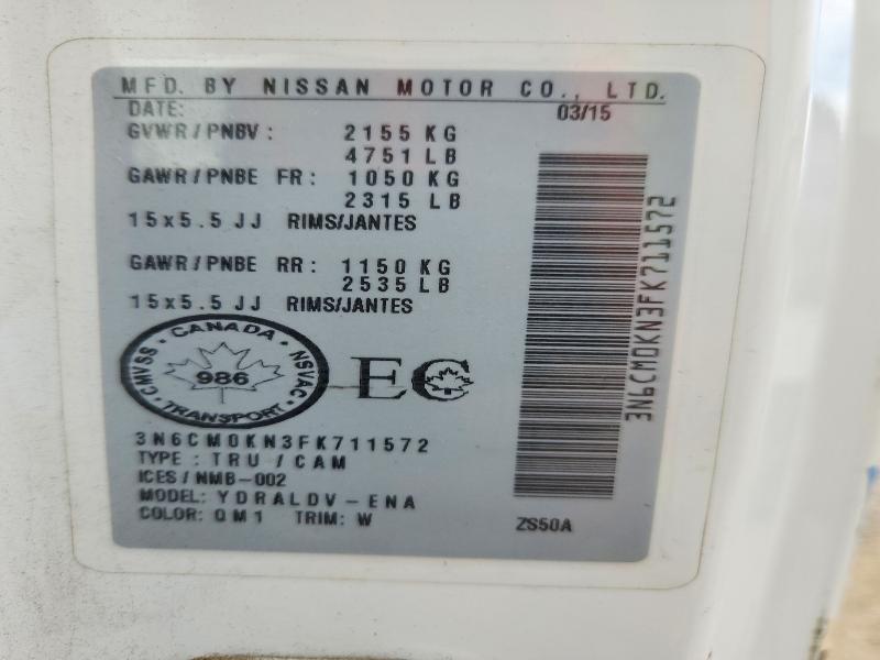 Продаж на аукціоні авто 2015 Nissan Nv200, vin: 3N6CM0KN3FK711572, номер лоту: 55112586