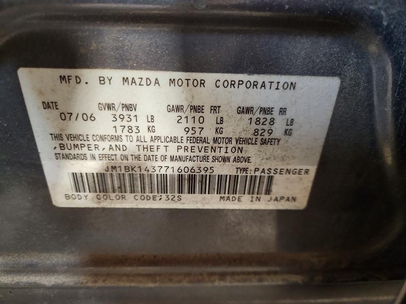 51544966 :رقم المزاد ، JM1BK143771606395 vin ، 2007 Mazda 3 مزاد بيع