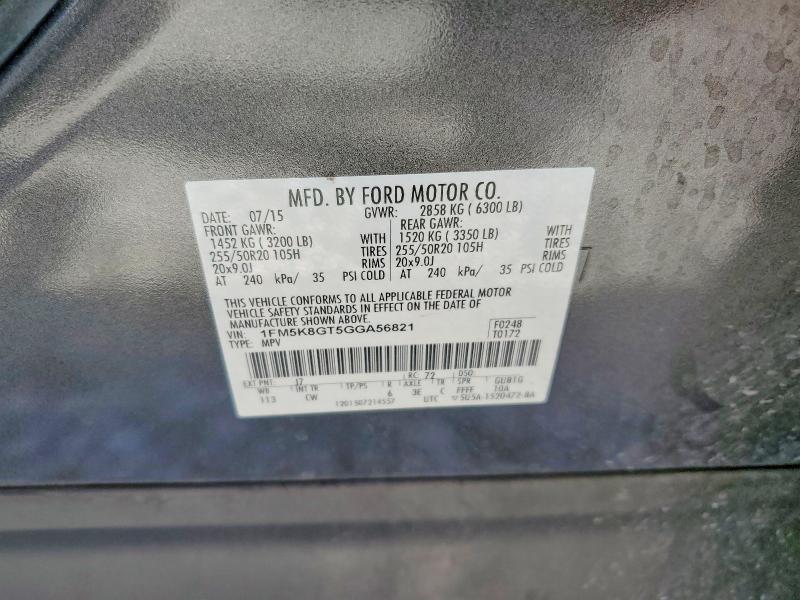 Продажа на аукционе авто 2016 Ford Explorer, vin: 1FM5K8GT5GGA56821, номер лота: 53929586