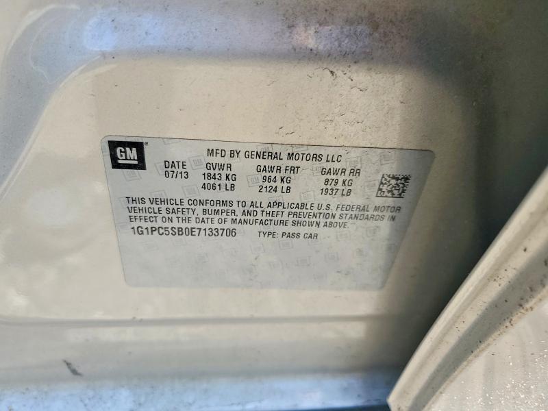 2014 Chevrolet Cruze მანქანა იყიდება აუქციონზე, vin: 1G1PC5SB0E7133706, აუქციონის ნომერი: 52184726