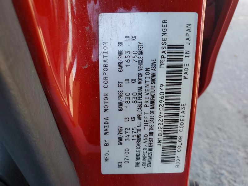 Продаж на аукціоні авто 2000 Mazda Protege, vin: JM1BJ2229Y0296079, номер лоту: 54486906