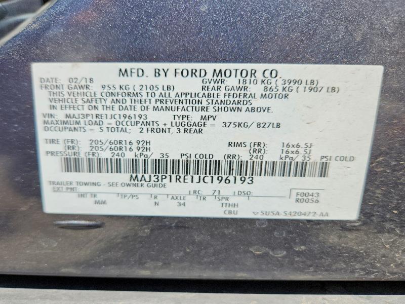 Aukcja sprzedaży 2018 Ford Ecosport, vin: MAJ3P1RE1JC196193, numer aukcji: 55197346