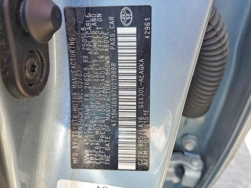 Продажа на аукционе авто 2007 Toyota Avalon, vin: 4T1BK36B97U219888, номер лота: 54508736