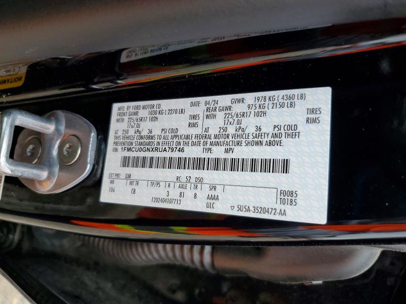 Продажа на аукционе авто 2024 Ford Escape, vin: 1FMCU0GNXRUA79746, номер лота: 52309856