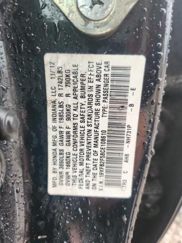 Продаж на аукціоні авто 2012 Honda Civic, vin: 19XFB2F58CE108610, номер лоту: 52203866